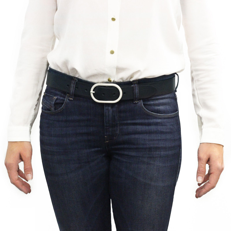 ceinture intemporelle cuir bleu marine jules & jenn