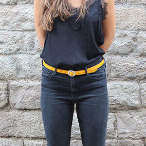 ceinture fine cuir jaune moutarde jules & jenn