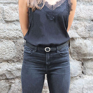 ceinture fine cuir noir jules & jenn