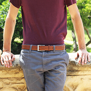 vue portee ceinture moderne cuir marron jules & jenn