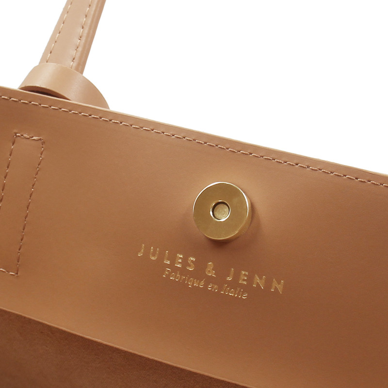 vue intérieure du sac cabas cuir camel jules & jenn