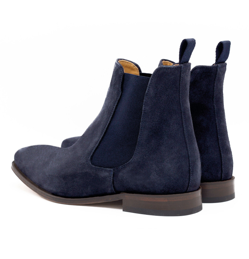 vue arriere chelsea boots cuir daim bleu jules & jenn