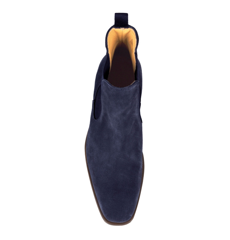 vue dessus chelsea boots cuir daim bleu jules & jenn
