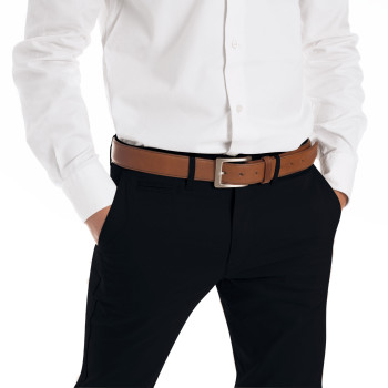vue portee de ceinture homme cuir cognac classique