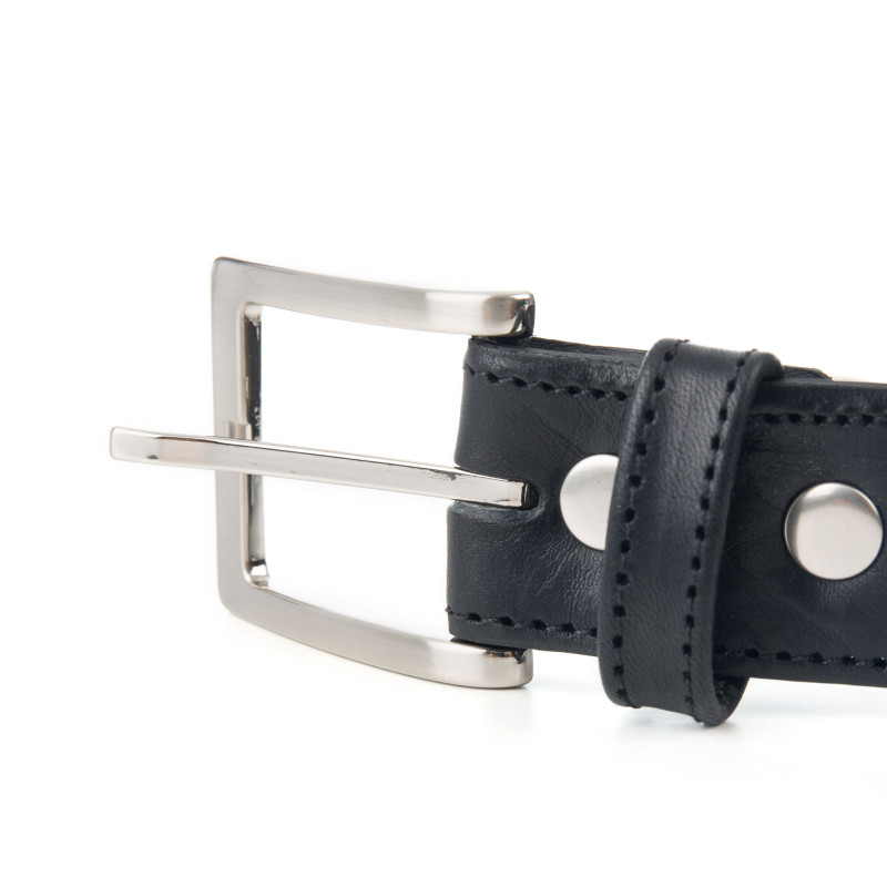 boucle de ceinture classique cuir noir Jules & Jenn