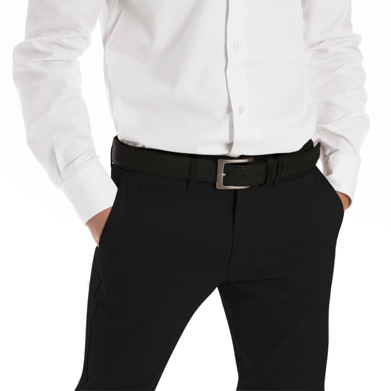 vue portee de ceinture homme cuir noir classique