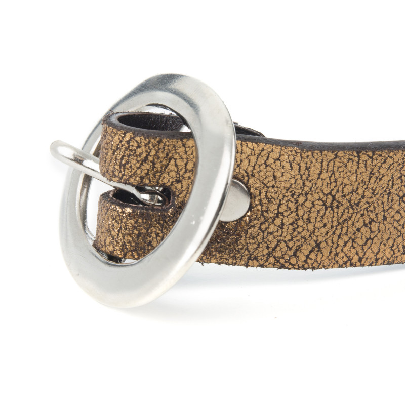 boucle de ceinture femme cuir metallise bronze
