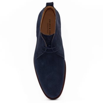 vue dessus desert boots cuir daim bleu jules & jenn