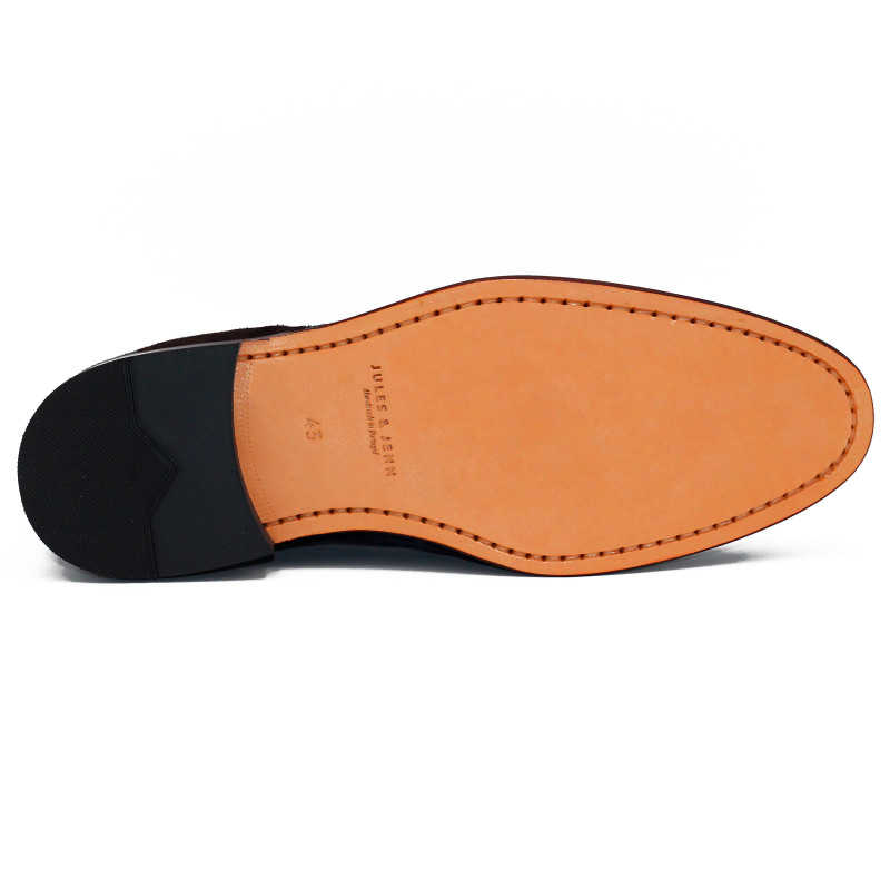 vue dessous desert boots cuir daim noir jules & jenn