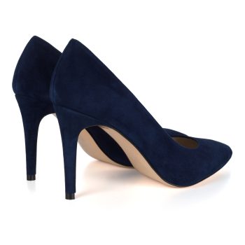 vue arriere escarpins bleus cuir daim femme Jules & Jenn