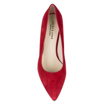 vue dessus escarpin rouge cuir daim Jules & Jenn