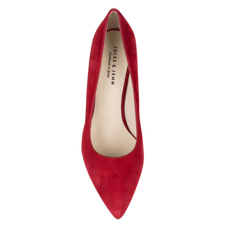vue dessus escarpin rouge cuir daim Jules & Jenn