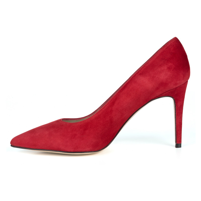 vue interieure escarpin rouge cuir daim Jules & Jenn