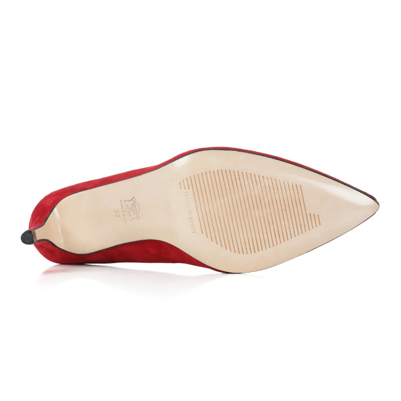 semelle cuir escarpin daim rouge Jules & Jenn