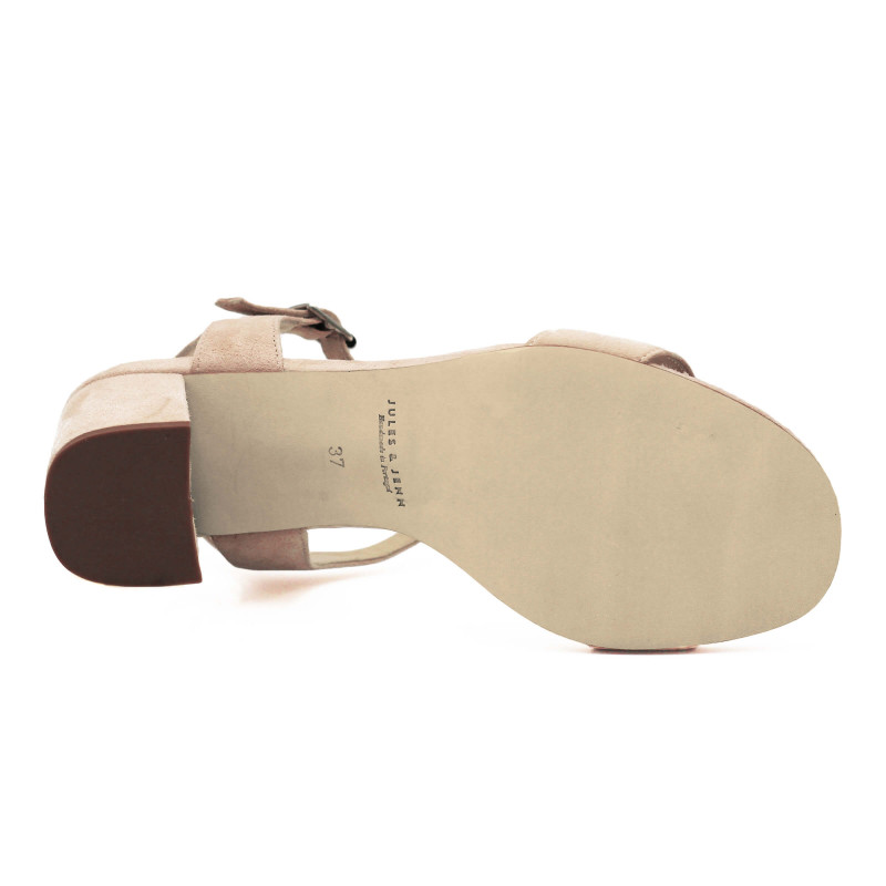 vue dessous sandales à talon cuir daim beige jules & jenn