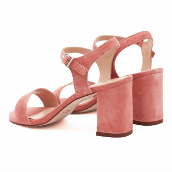 vue arrière sandales à talon cuir daim rose jules & jenn