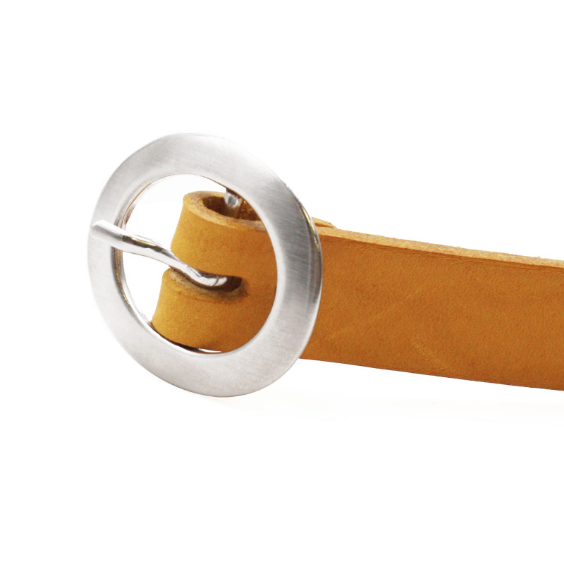 boucle de ceinture fine femme cuir jaune moutarde Jules & Jenn