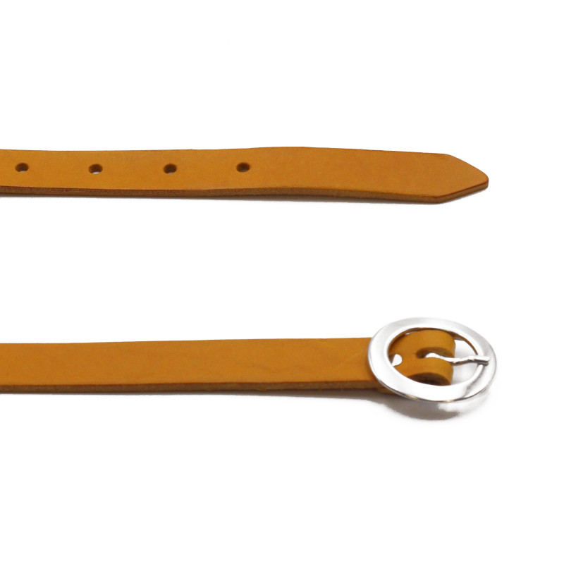 vue dessus ceinture fine cuir jaune jules & jenn