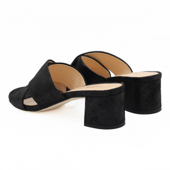vue arriere mule cuir metallise noir Jules & Jenn