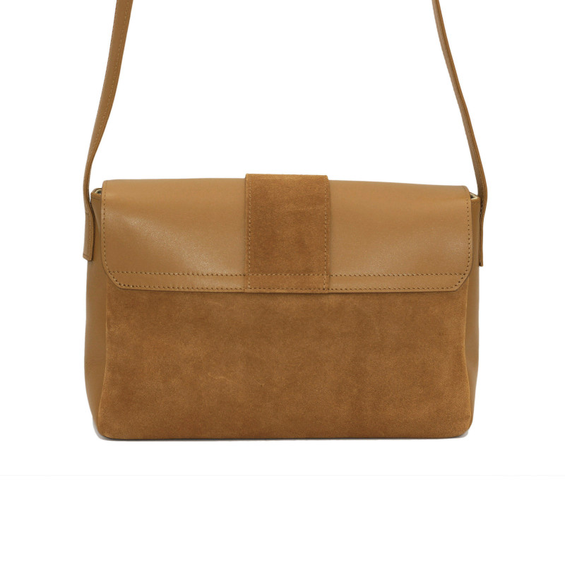 vue arriere sac bandouliere cuir camel jules & jenn