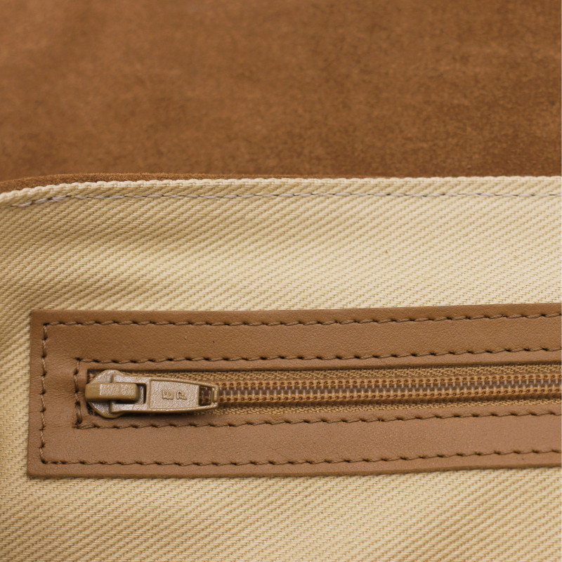 vue interieur sac bandouliere cuir camel jules & jenn