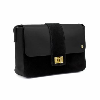 vue côté sac bandoulière cuir noir jules & jenn