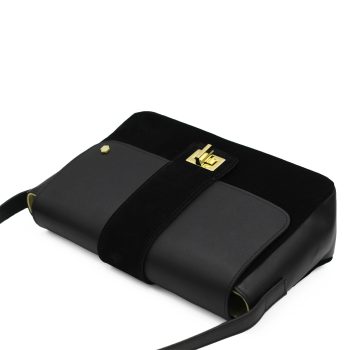 vue dessus sac bandoulière cuir noir jules & jenn