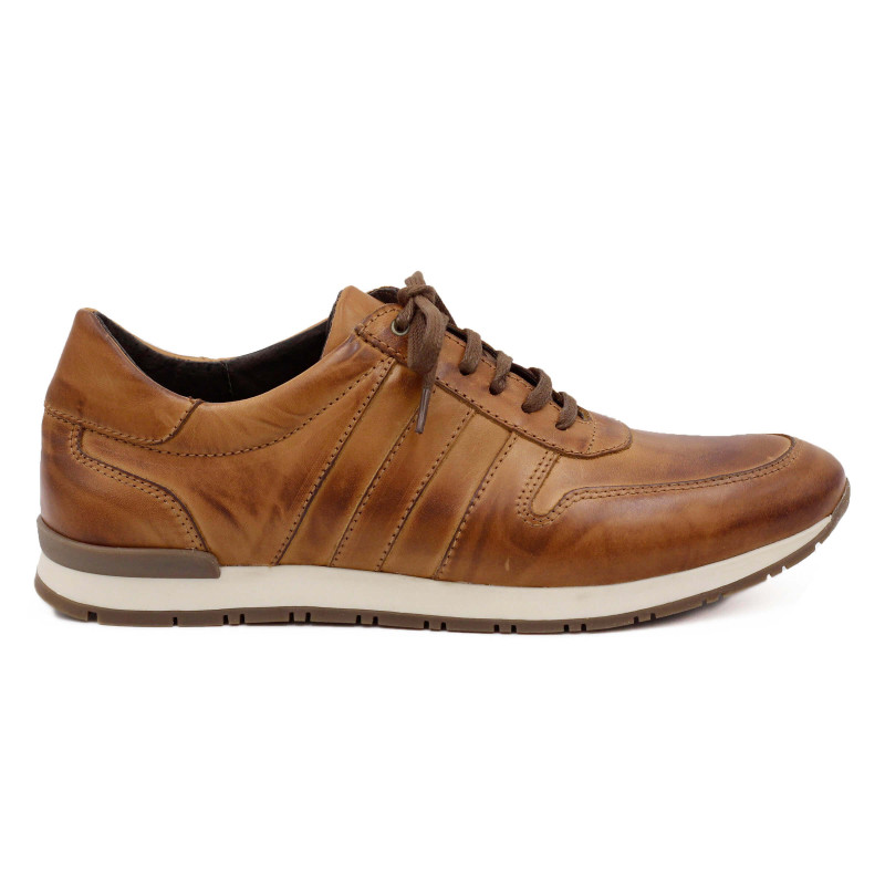 vue extérieure sneakers cuir cognac JULES & JENN