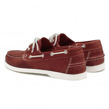 vue arrière chaussures bateau cuir rouge jules & jenn