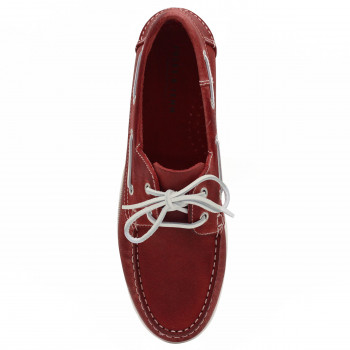 vue dessus chaussures bateau cuir rouge jules & jenn