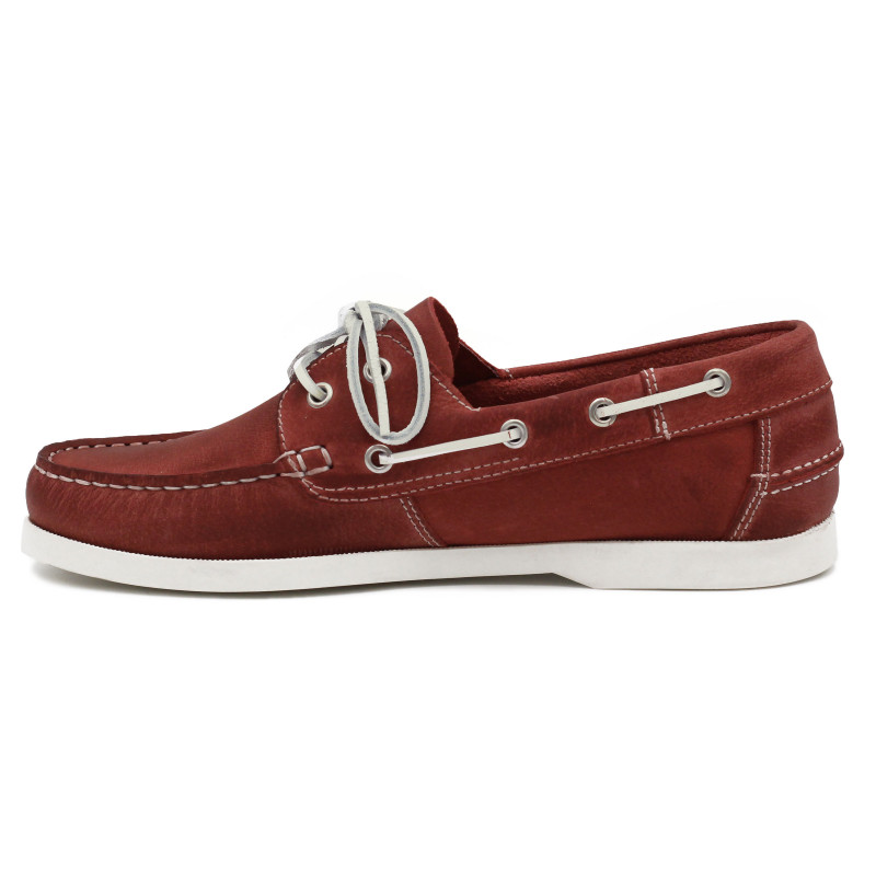 vue intérieure chaussures bateau cuir rouge jules & jenn