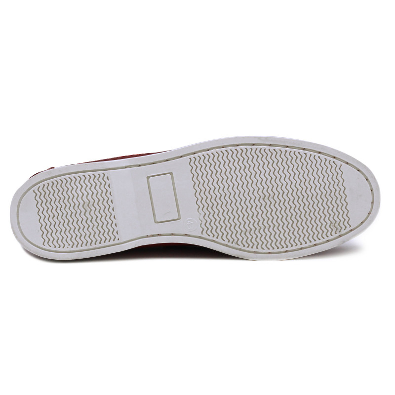 vue dessous chaussures bateau cuir rouge jules & jenn
