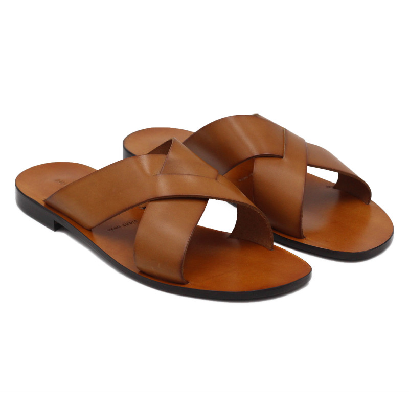 Mules plates cuir camel JULES & JENN
