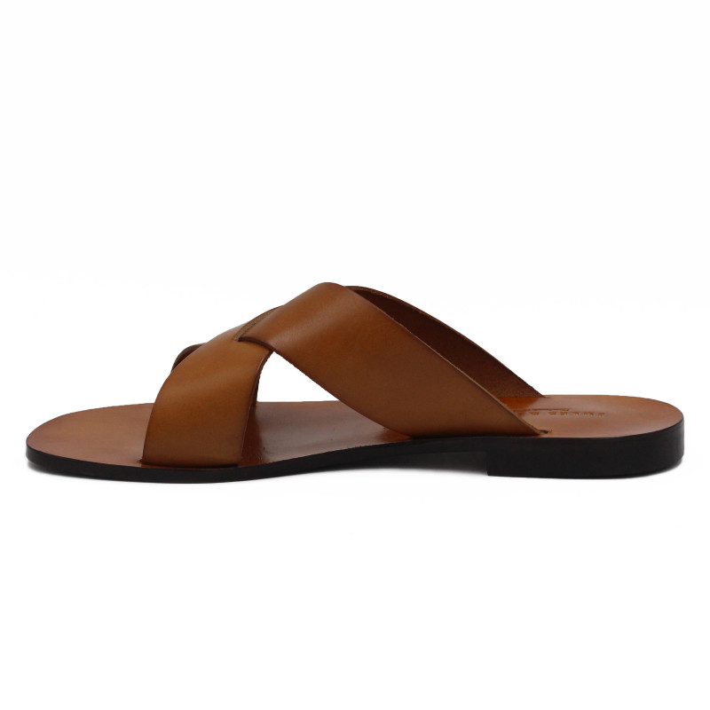 vue exterieure Mules plates cuir camel JULES & JENN