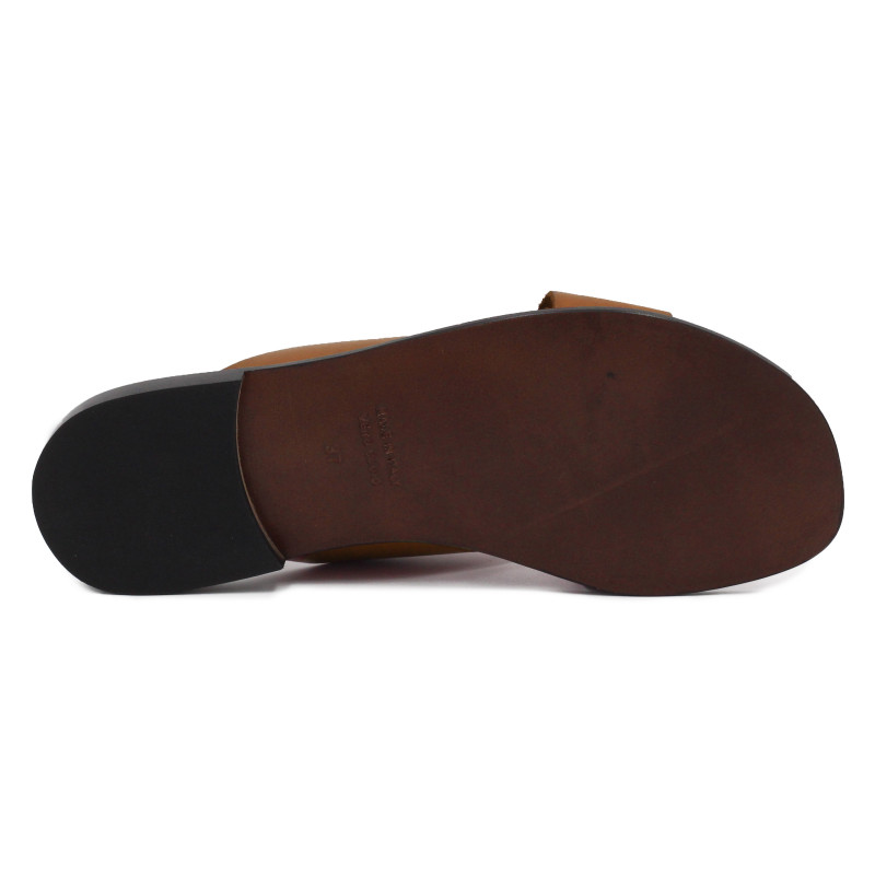 vue semelle Mules plates cuir camel JULES & JENN