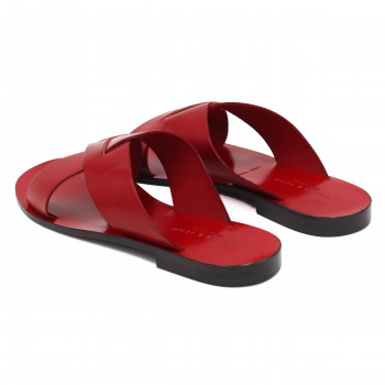 vue arrière mules plates cuir rouge jules & jenn