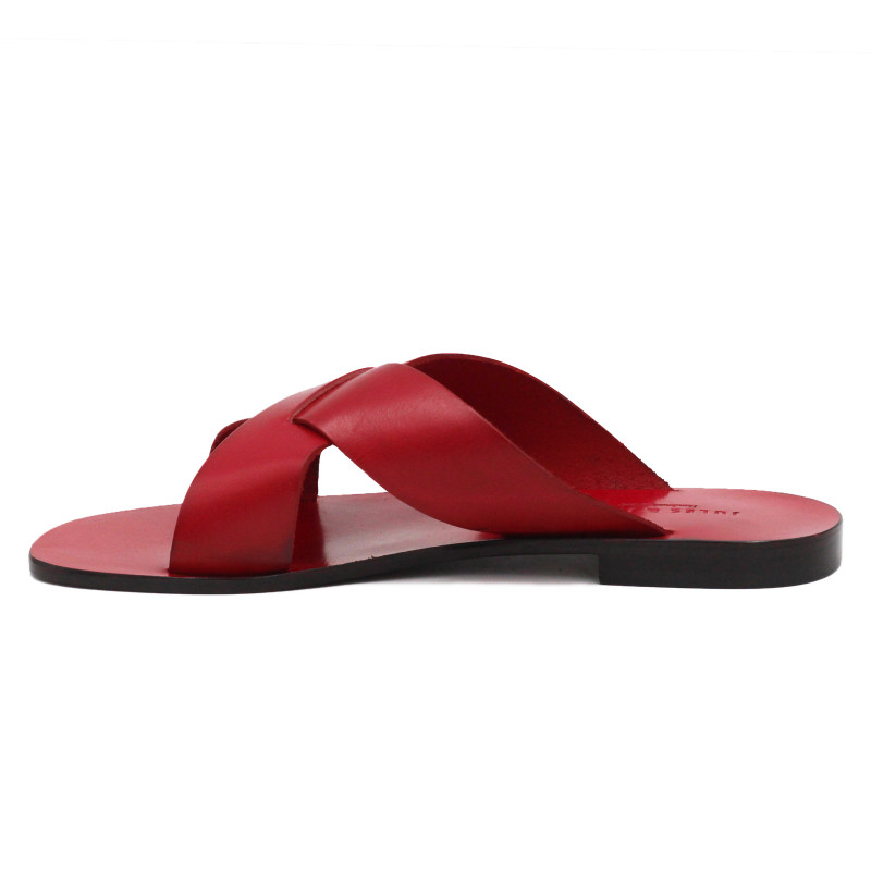 vue intérieure mules plates cuir rouge jules & jenn