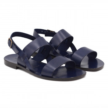 Sandales plates cuir bleu marine JULES & JENN