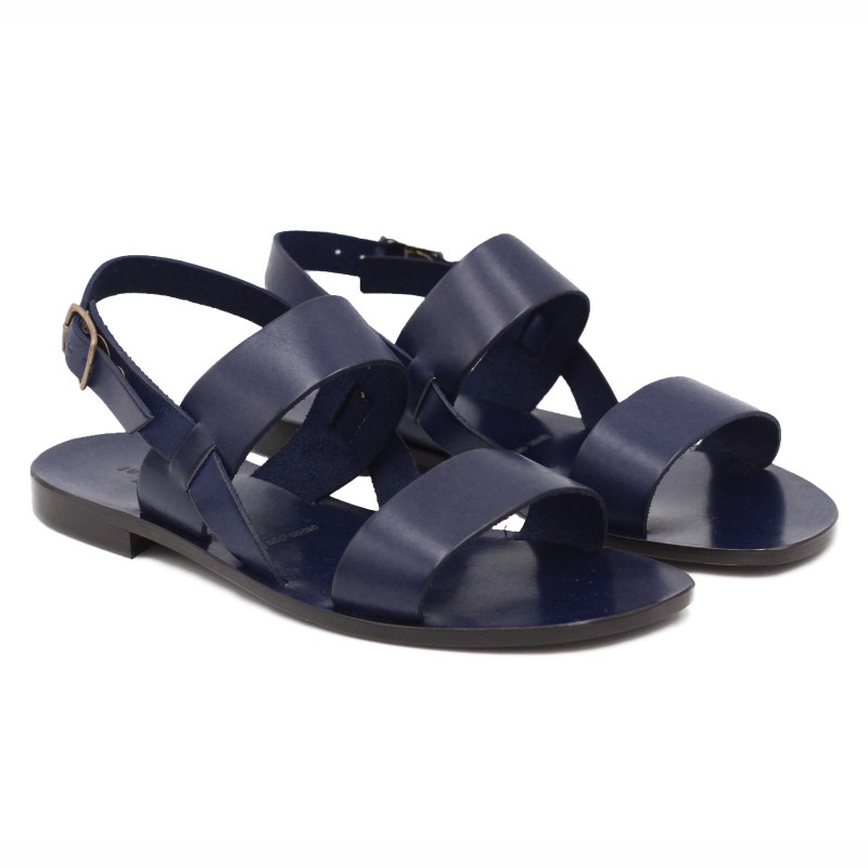 Sandales plates cuir bleu marine JULES & JENN
