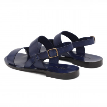 vue arriere Sandales plates cuir bleu marine JULES & JENN