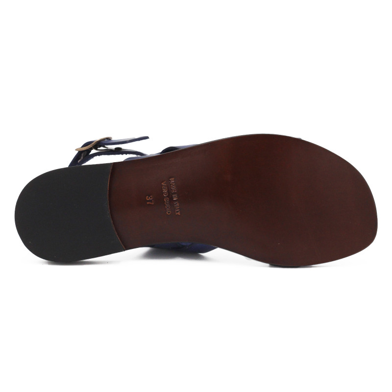 ve semelle Sandales plates cuir bleu marine JULES & JENN