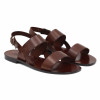 Sandales plates cuir marron cognac JULES & JENN