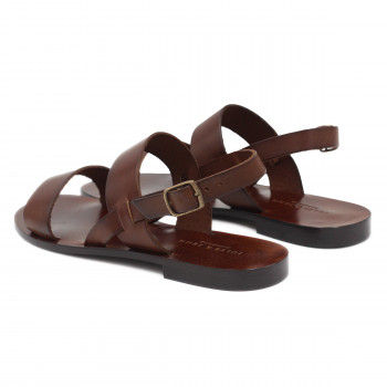 vue arriere Sandales plates cuir marron cognac JULES & JENN