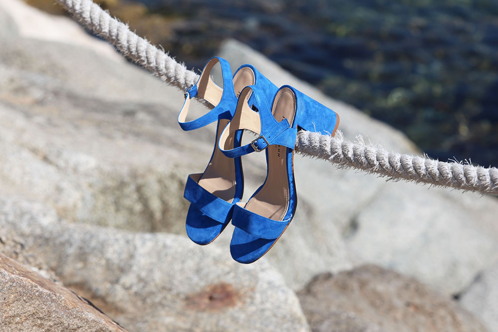 Sandales femme cuir daim bleu JULES & JENN