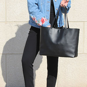 sac cabas cuir noir jules & jenn