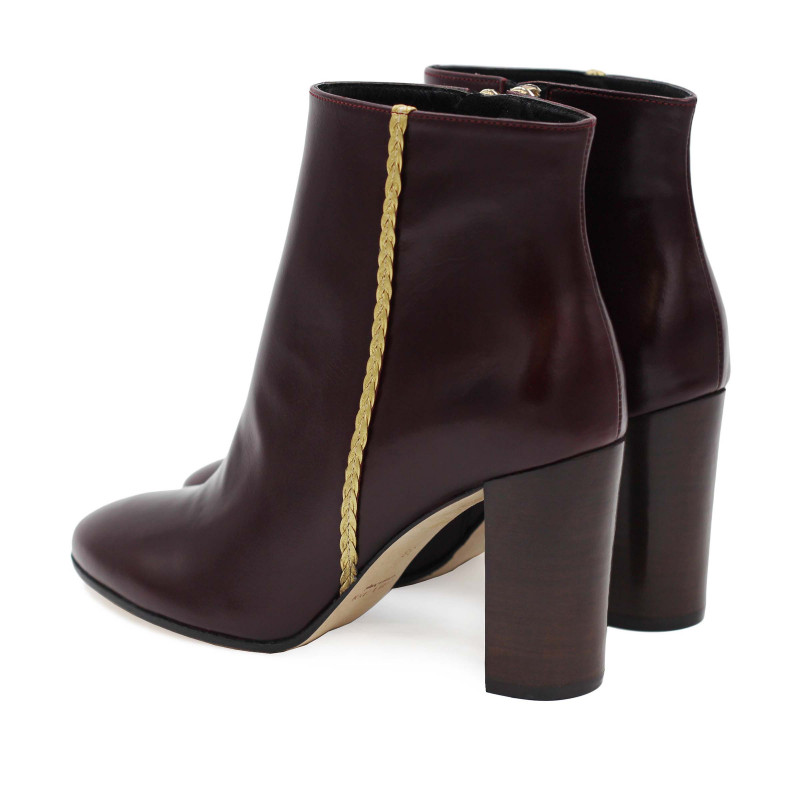 vue arriere bottines talon cuir bordeaux jules & jenn