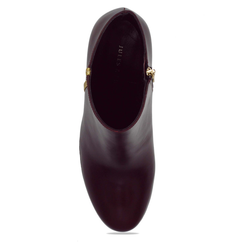 vue dessus bottines talon cuir bordeaux jules & jenn