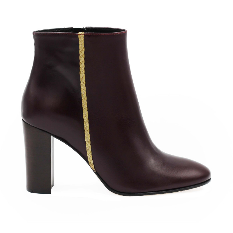 vue exterieure bottines talon cuir bordeaux jules & jenn