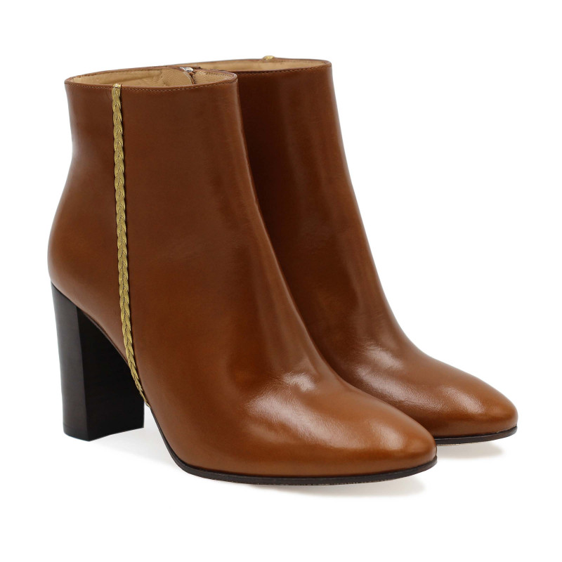 bottines talon cuir marron clair jules & jenn