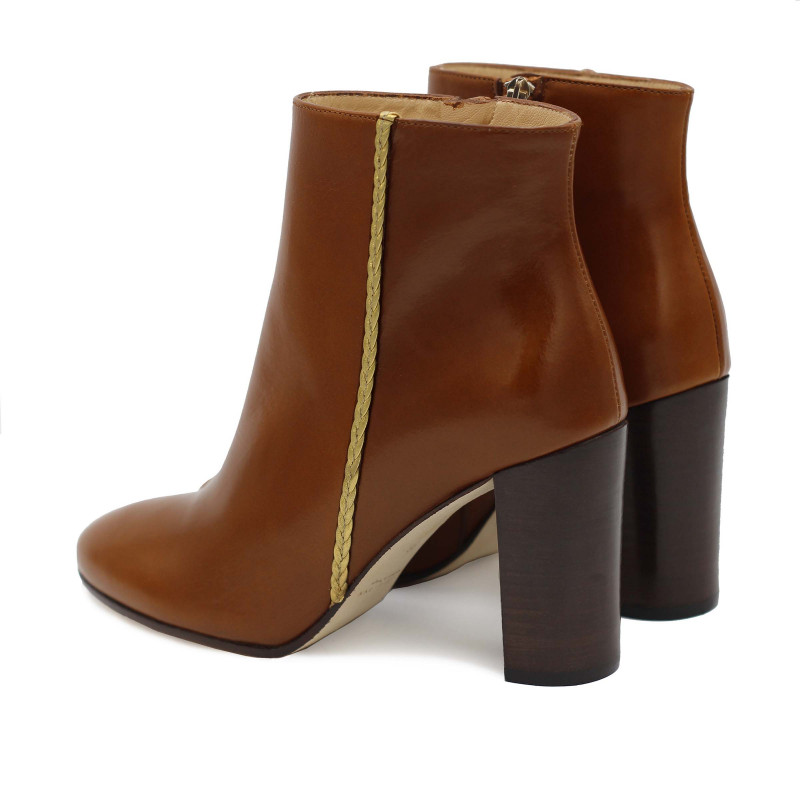 vue arriere bottines talon cuir marron clair jules & jenn